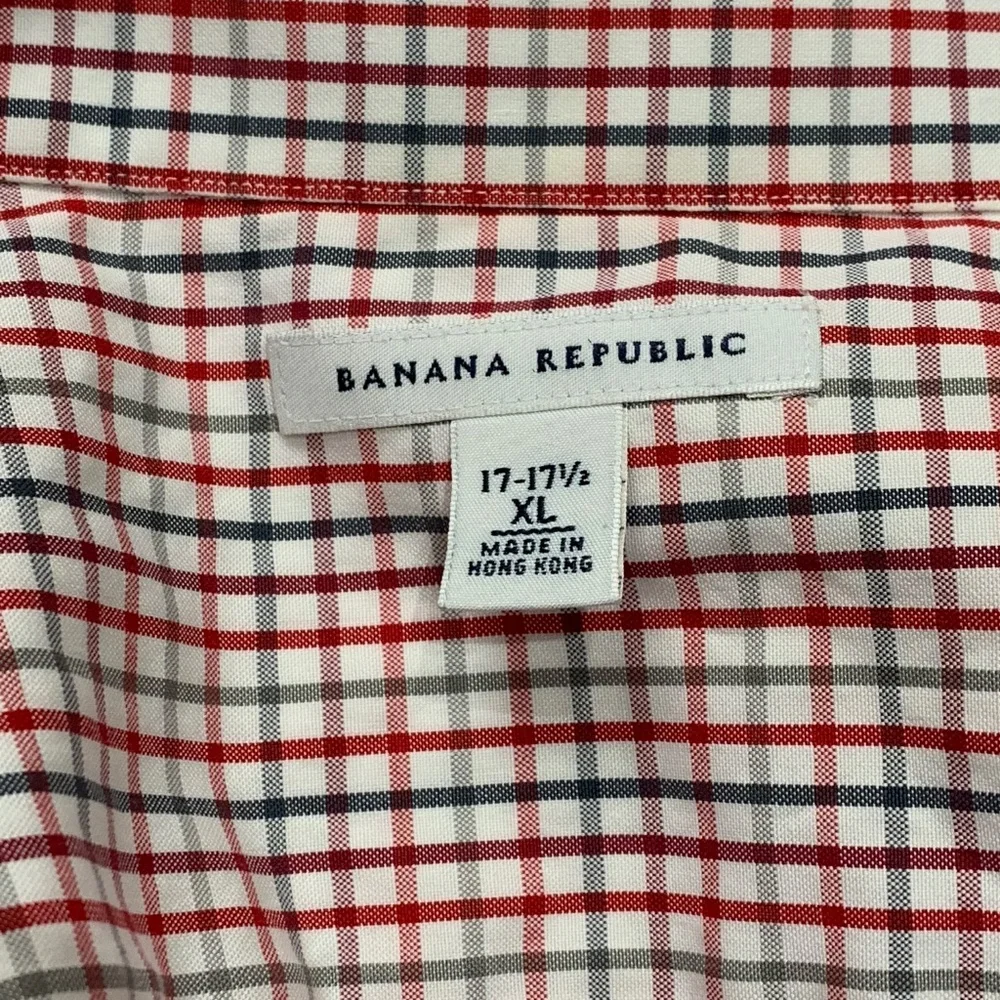 Banana Republic Men's Xlarge XL Plaid Button Down Shirt Cotton